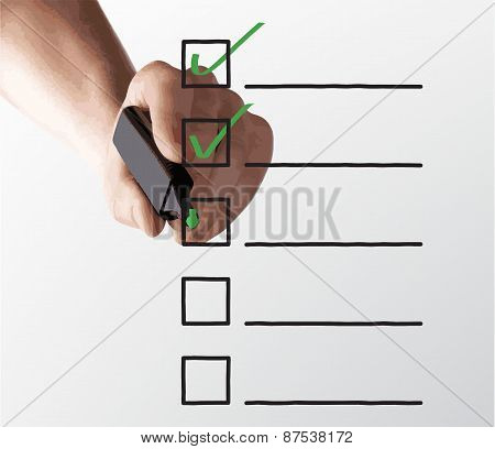 hand drawing check box on a white background