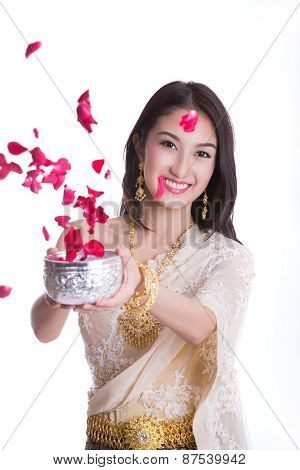 Traditional Costume Of Thailand And Songkran Festival Concept