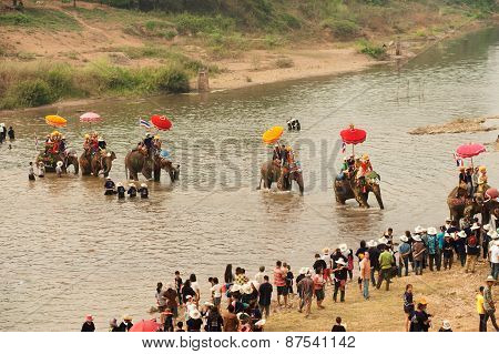 Si Satchanalai Elephant Back Ordination Procession.