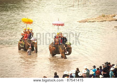 Si Satchanalai Elephant Back Ordination Procession.