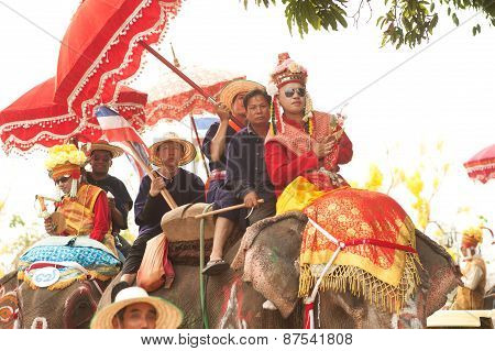 Si Satchanalai Elephant Back Ordination Procession.