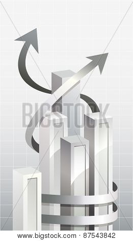 Business Graph with arrow showing profits and gains
