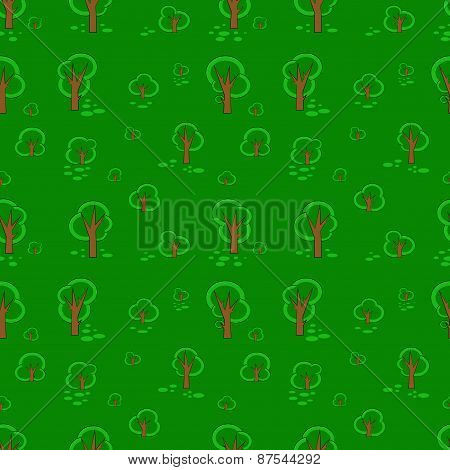 wood trees seamless pattern
