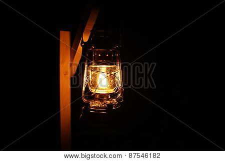 Oil lamp at night
