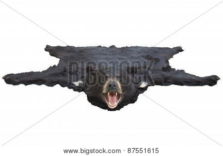 Low Angle View Of A Bearskin Rug Isolated On White
