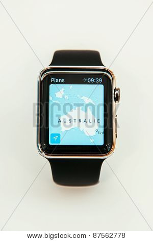 Apple Watch With Australia Map on Display