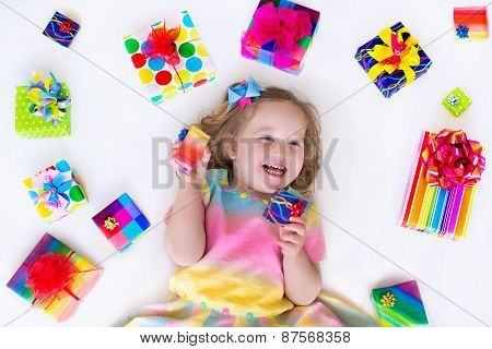 Little Girl With Birthday Presents