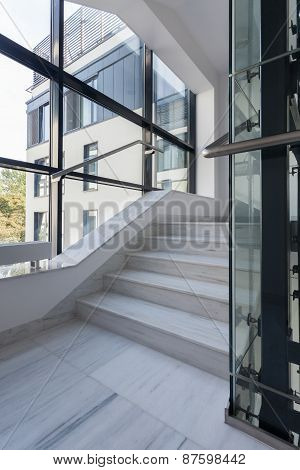 Polished Stairs In Office Building