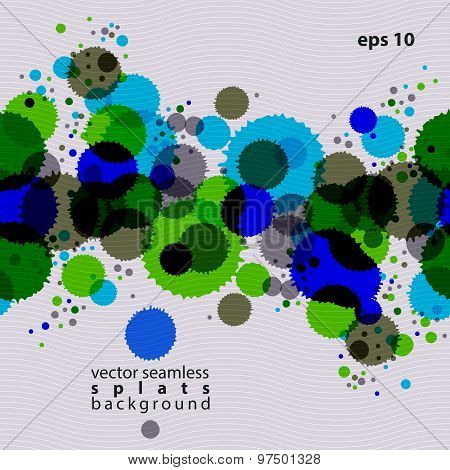 Colorful splattered web design repeat pattern, art ink blob, multilayered paintbrush drawing. Bright