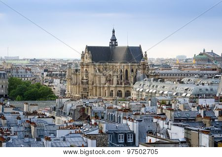 Saint-germain L'auxerrois Church With Paris Skyline