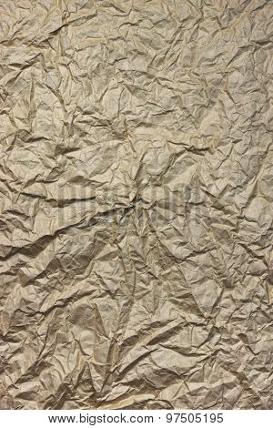 Close-up Of Rough Brown Wrinkled Packaging Paper Square Texture Vertical Background