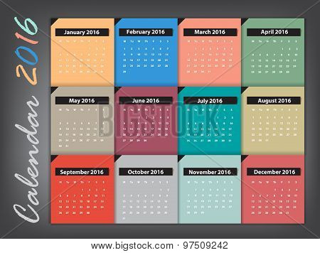 Calendar 2016 Vector Design