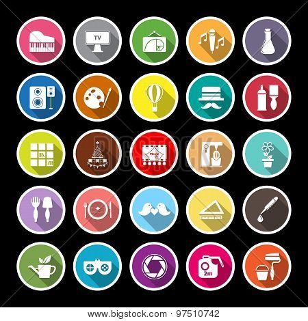 Art Activity Flat Icons With Long Shadow