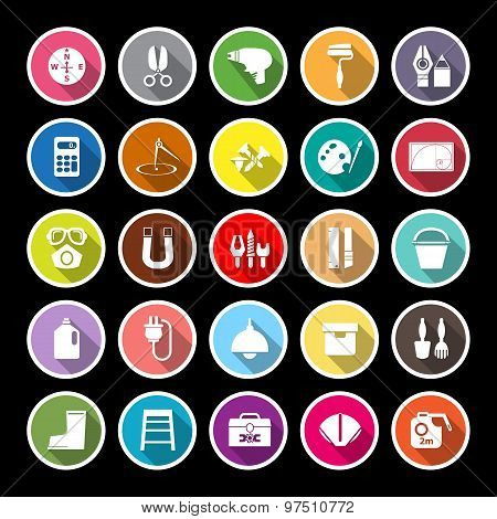 Diy Tool Flat Icons With Long Shadow