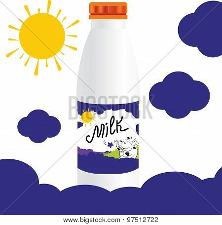 Vector Milk Bottle Template Design Violet Star