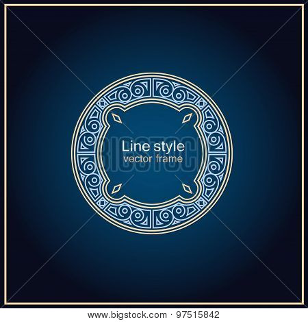 Vector linear style circle frame. Art deco decoration for text. Design element for boutique, restaur