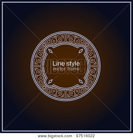 Vector linear style circle frame. Art deco decoration for text. Design element for boutique, restaur