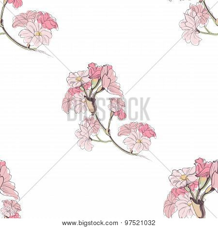 Vector hand-drawing floral seamless pattern