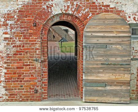 Dooway to courtyard at Fort Macon