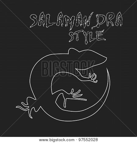 Beautiful  monochrome lizard, lizard silhouette. Vector