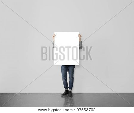 Hipster Holding Blank Poster