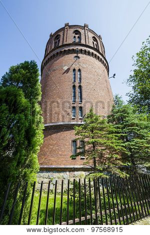 Water Tower Of Red Brick In Kolobrzeg In Poland