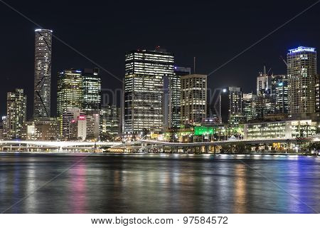 Brisbane City nightscape, Meriton and North Quay Ferry