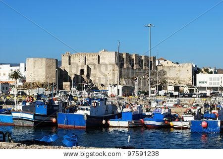 Barbate castle and fishing harbour.