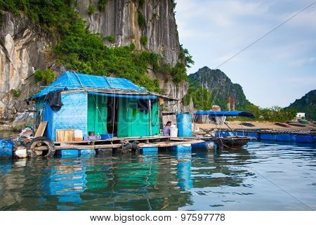 Beautiful seascape with boats in Halong bay