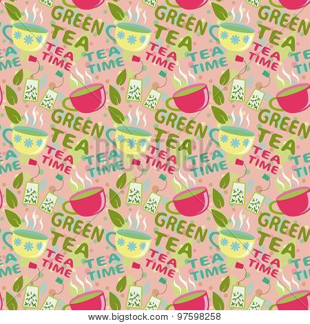 Tea Green Pink Pattern
