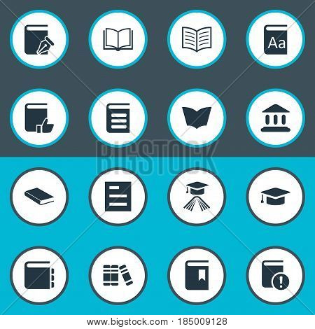 Vector Illustration Set Of Simple Reading Icons. Elements Book Cover, Reading, Journal And Other Synonyms Graduation, Note And Notebook.