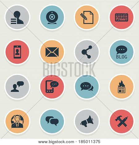 Vector Illustration Set Of Simple Blogging Icons. Elements Man Considering, Argument, E-Letter And Other Synonyms Profit, Hot And Message.