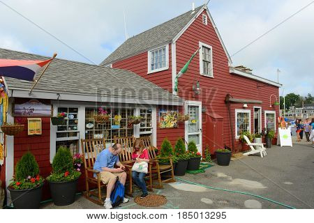 ROCKPORT, MA, USA - JUL. 25, 2015: Historic Gallery on Bearskin Neck in downtown Rockport, Massachusetts, USA.