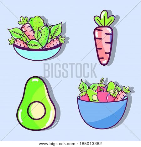 set of vegetables and fruits organ food, vector illustration design