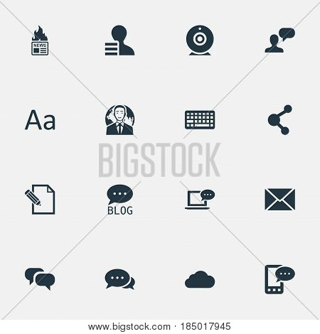 Vector Illustration Set Of Simple Newspaper Icons. Elements Keypad, Gossip, Broadcast And Other Synonyms Forum, Site And Missive.