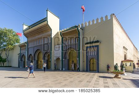 FEZ ,MOROCCO - APRIL 6,2017 - View at the Royal palace in Fez. Fez city has been called the 