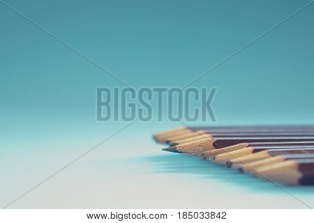 Pencil Inspire Concept, Sharp Pencil In Crowd Used Broken Pencils