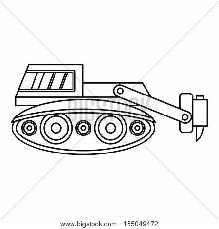Excavator with hydraulic hammer icon in outline style isolated vector illustration
