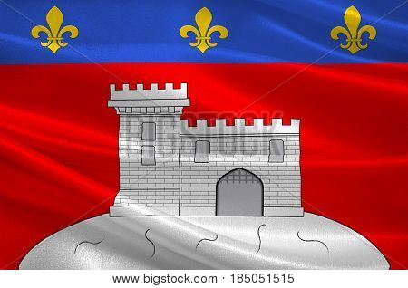 Flag of Montbrison is a commune in the Loire department in central France. 3D illustration