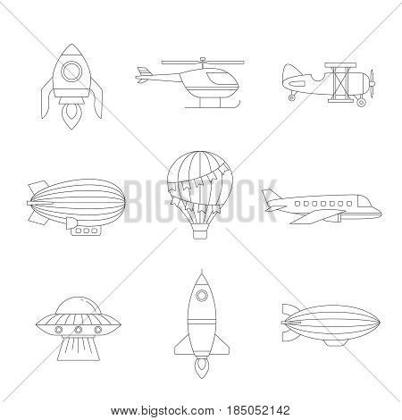 Air transportation outline icon set. Clean and simple design. Part five.