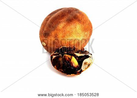 iranian dried limes isolated on white background persian cooking ingredients.