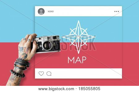 Showing Direction Guide Navigation Route Map Word Graphic