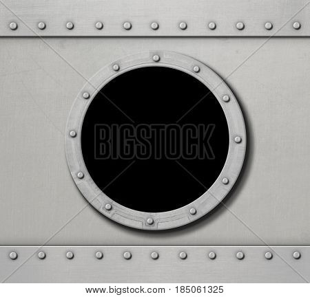 white metal ship porthole window 3d illustration