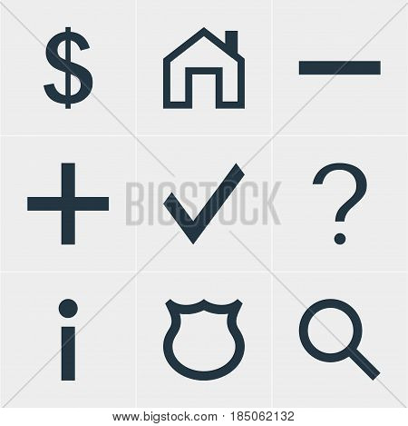 Vector Illustration Of 9 Member Icons. Editable Pack Of Seek, Mainpage, Confirm And Other Elements.