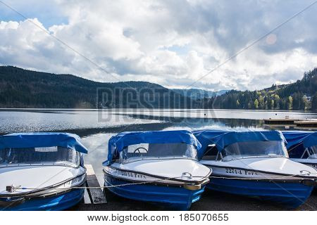 Titisee Germany Mountain Black Forest Landscape Lake Beautiful Vacation Destination Travel Blue Skie