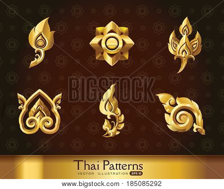 Thai art pattern vector set vector illustration