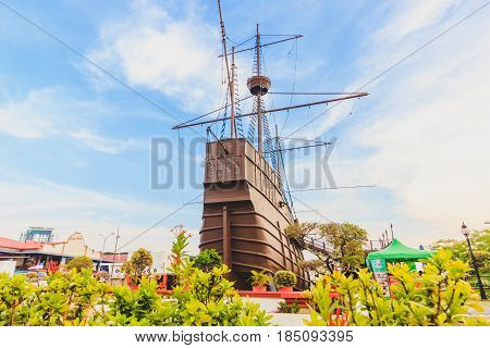 MALACCA, MALAYSIA - AUGUST 12, 2016: Malacca Maritime Museum at Malacca city on August 12, 2016 in Malacca Malaysia. Malacca has been listed as a UNESCO World Heritage Site since 7 July 2008.