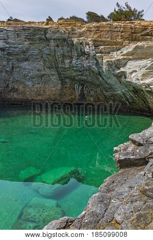 Amazing view of Giola Natural Pool in Thassos island, East Macedonia and Thrace, Greece