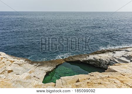 Amazing view of Giola Natural Pool in Thassos island, East Macedonia and Thrace, Greece