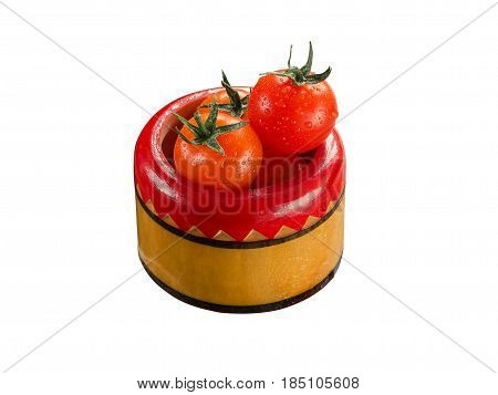Bowl Full Of Tomato Vegetables And Isolated On White Background